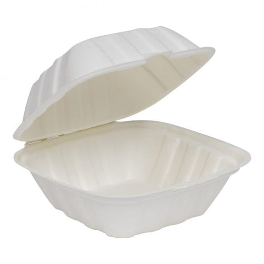 6 x 6" Hinged Biodegradable Container 250pc 餐盒6寸