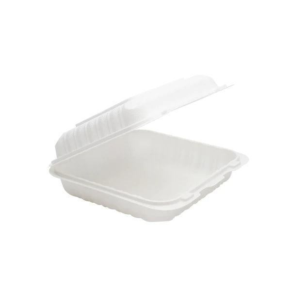 81 Hinged Biodegradable Container 8*8 1/150pcs 餐盒8寸3格