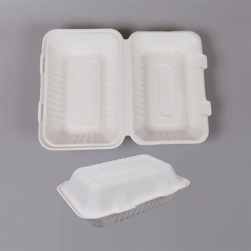 Eco-Friendly Sugarcane Compostable 9X6'' Container@200pcs 蔗渣饭盒