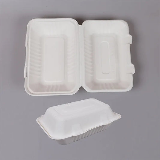 Eco-Friendly Sugarcane Compostable 9X6'' Container@200pcs 蔗渣饭盒