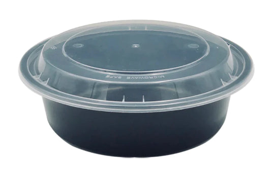 7032 Round Black Base W/Clear Lid  32oz@150set