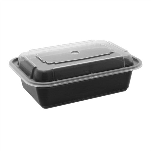 9638 Rectangle Black Base W/Clear Lid  38oz