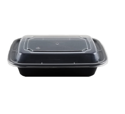 9632 Rectangle Black Base W/Clear Lid  32oz