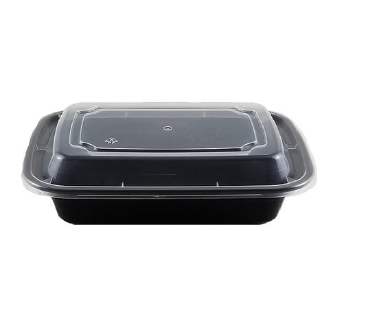 9632 Rectangle Black Base W/Clear Lid  32oz